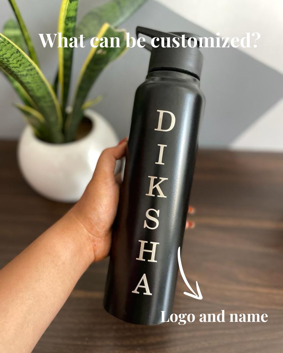 Custom Black Flip-Top Water Bottle – Stainless Steel