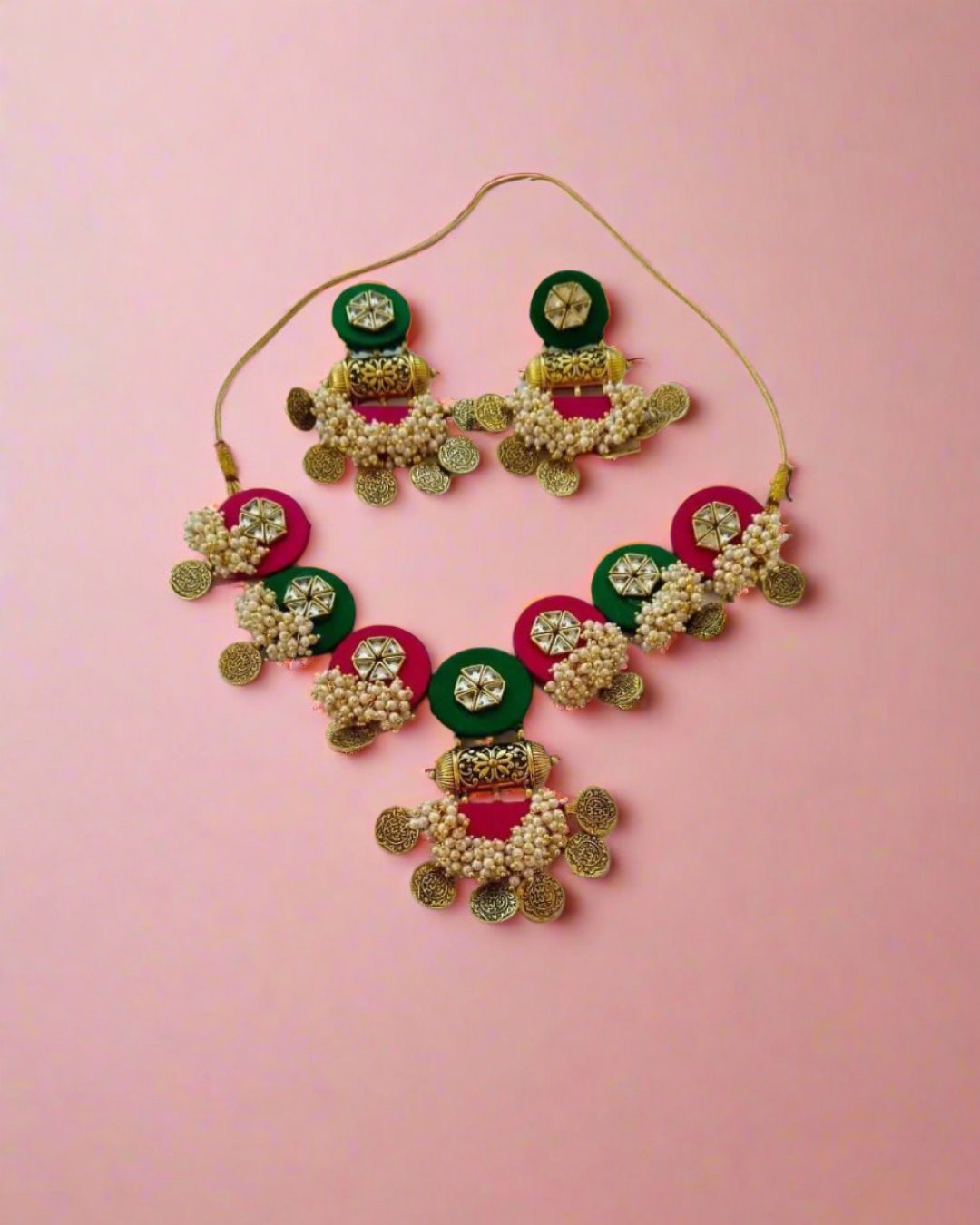 Dark Green & Red choker set