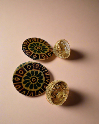 Dark Green printed earrings