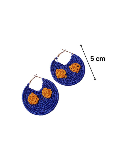 Dark blue & orange crochet hoops