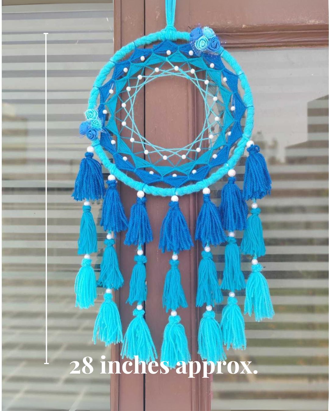 Floral Blue Dreamcatcher with Pearls