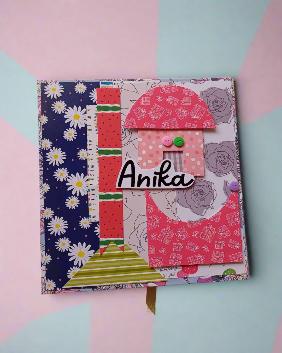 Floral scrapbook on a colorful backdrop