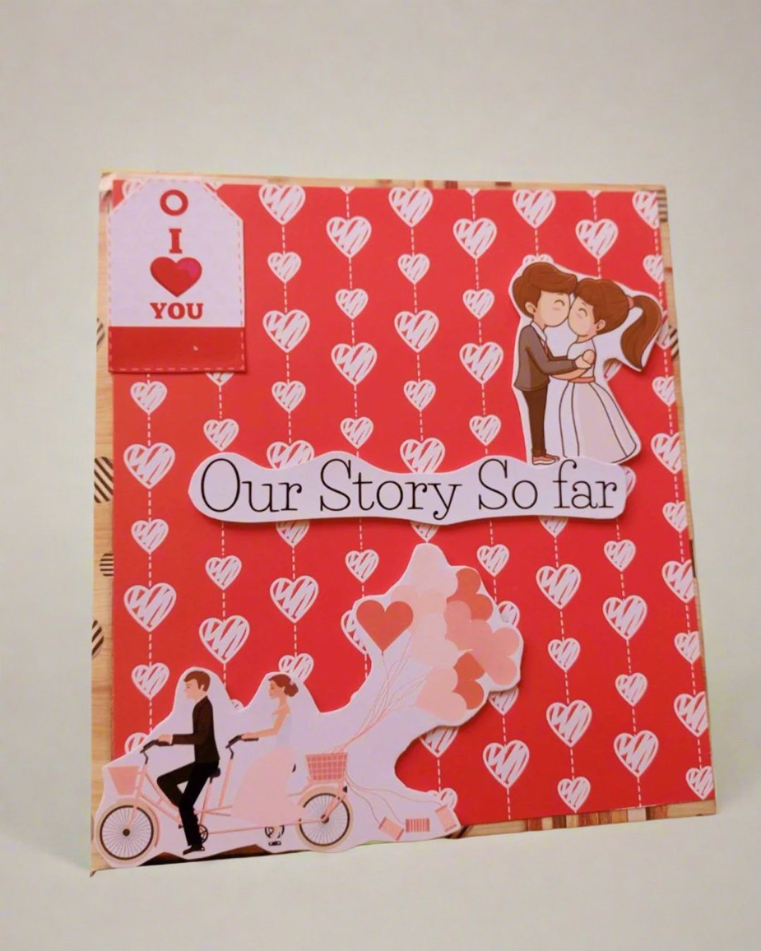 Red and white heart elements anniversary scrapbook for couple