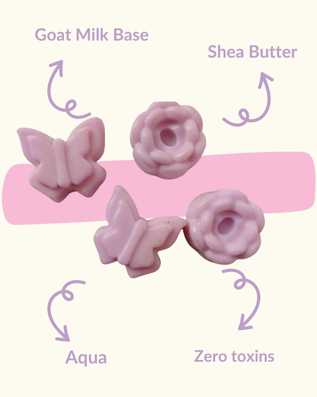 Floral Fantasy flowers and butterfly Kids' Soap bars set of 6