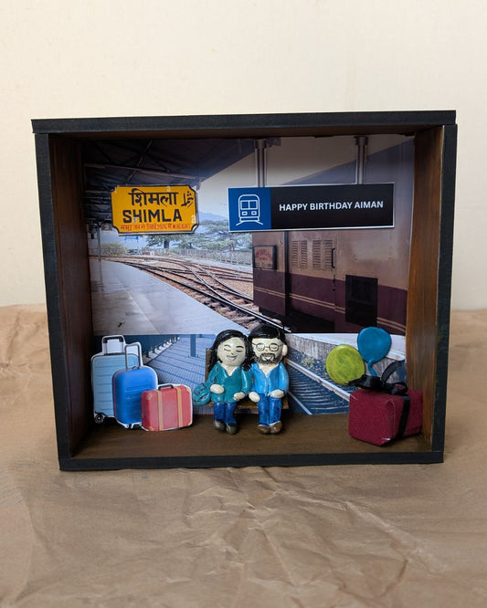 Custom Train Station Couple Miniature Frame