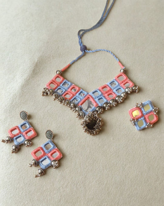 Blue & Pink Pastel Necklace Set