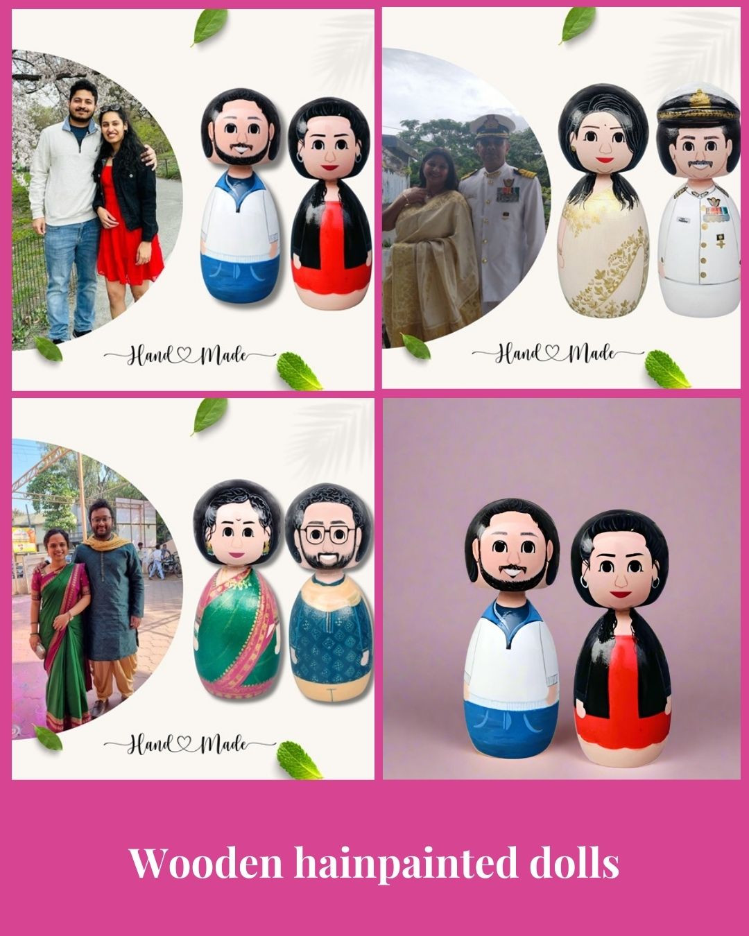 Customized couple wooden peg dolls