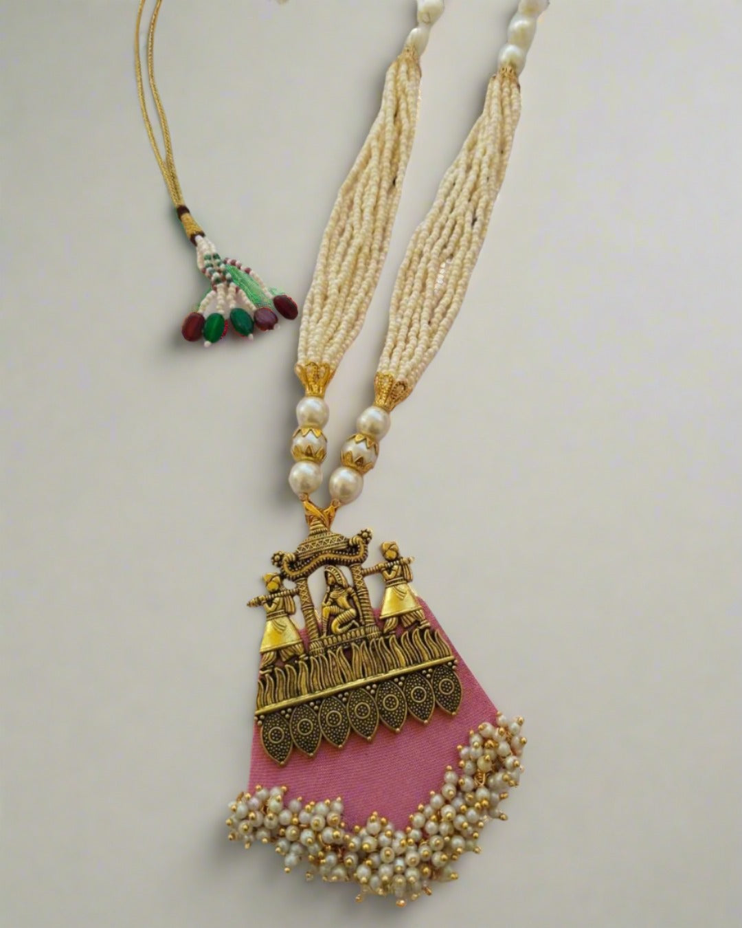 Gold Baby Pink Ethnic Necklace