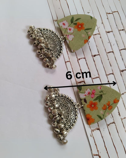 Green Floral Oxidized Earrings