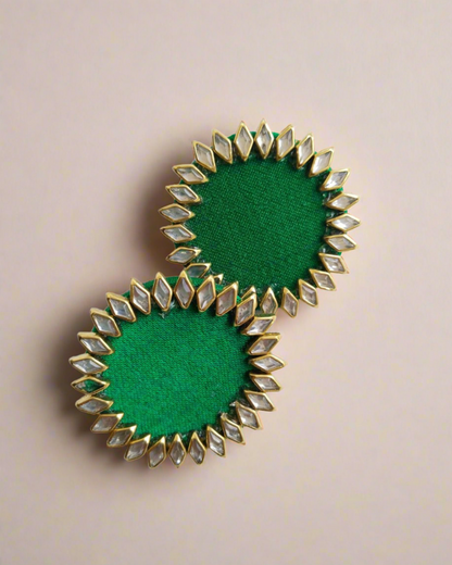 Green kundan studs earring