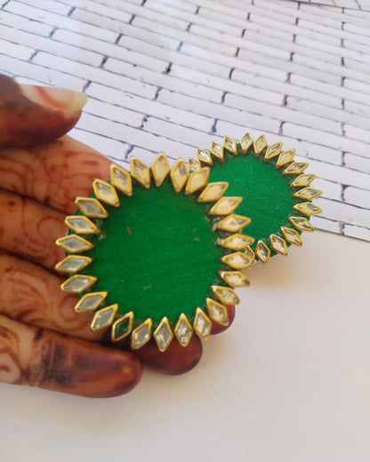 Green kundan studs earring