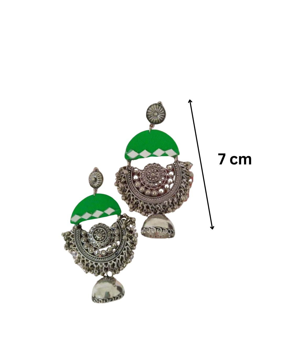 Green oxidized long jhumka