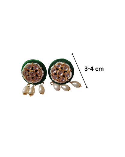 Green Kundan & Pearl Earrings