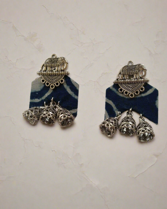 Indigo Elephant Earrings