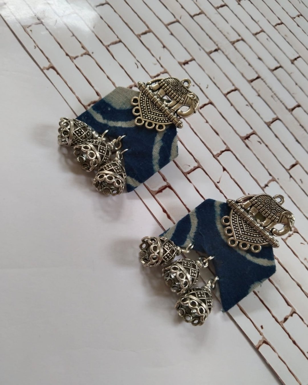 Indigo Elephant Earrings