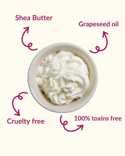 Infographic showing white lily whipped soap ingredients