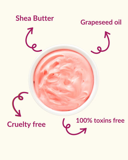 Infographic showing pink whipped soap ingredients