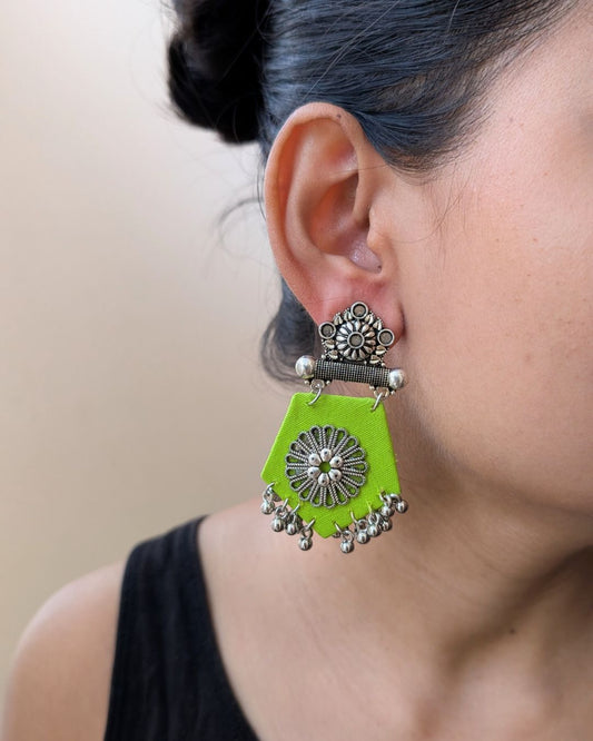 Emerald Whisper Fabric Jhumka