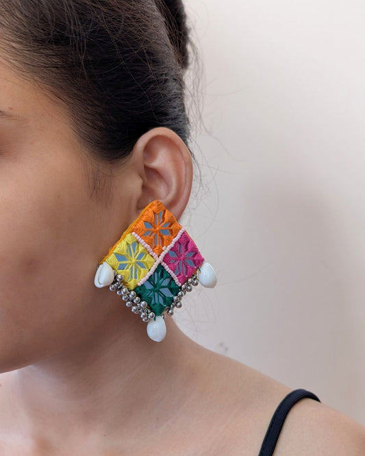 Multicolor Mirror Square Earrings