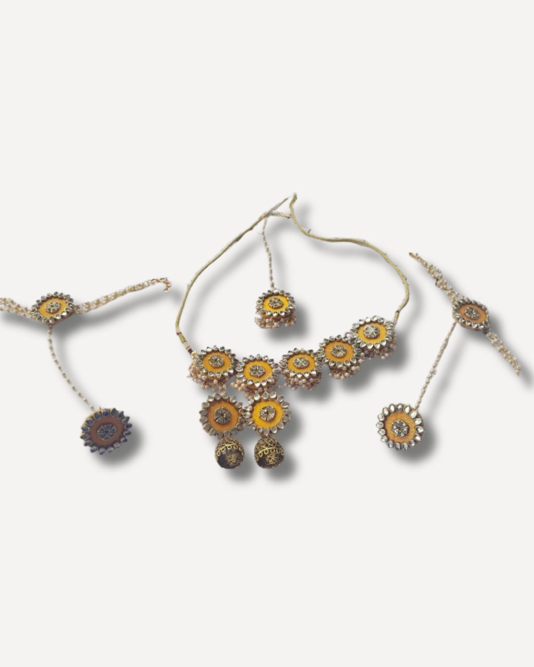 Golden Yellow Kundan Jewelry Set