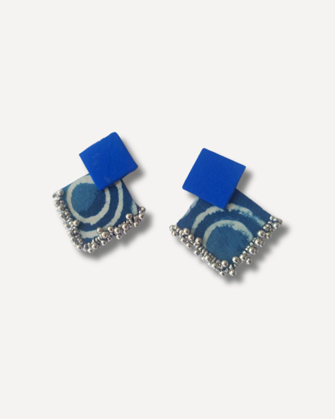 Rainvas fabric printed ghungroo earrings