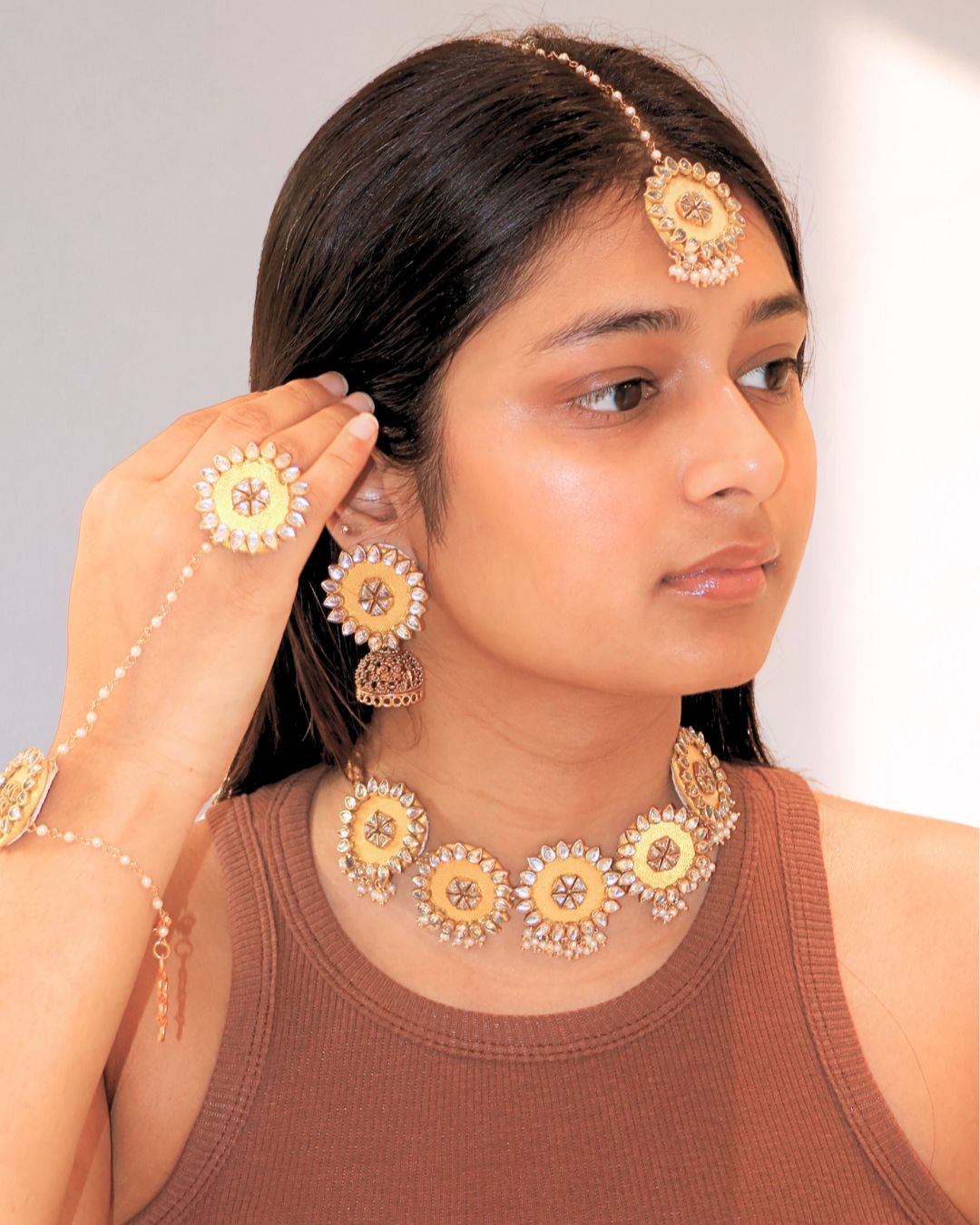 Golden Yellow Kundan Jewelry Set