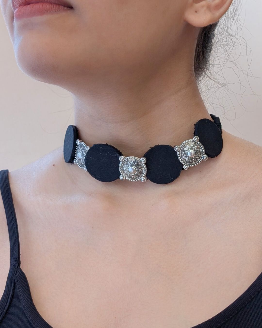 Black Silver Oxidized Choker