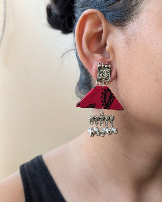 Red Swan Ghunghroo Earrings