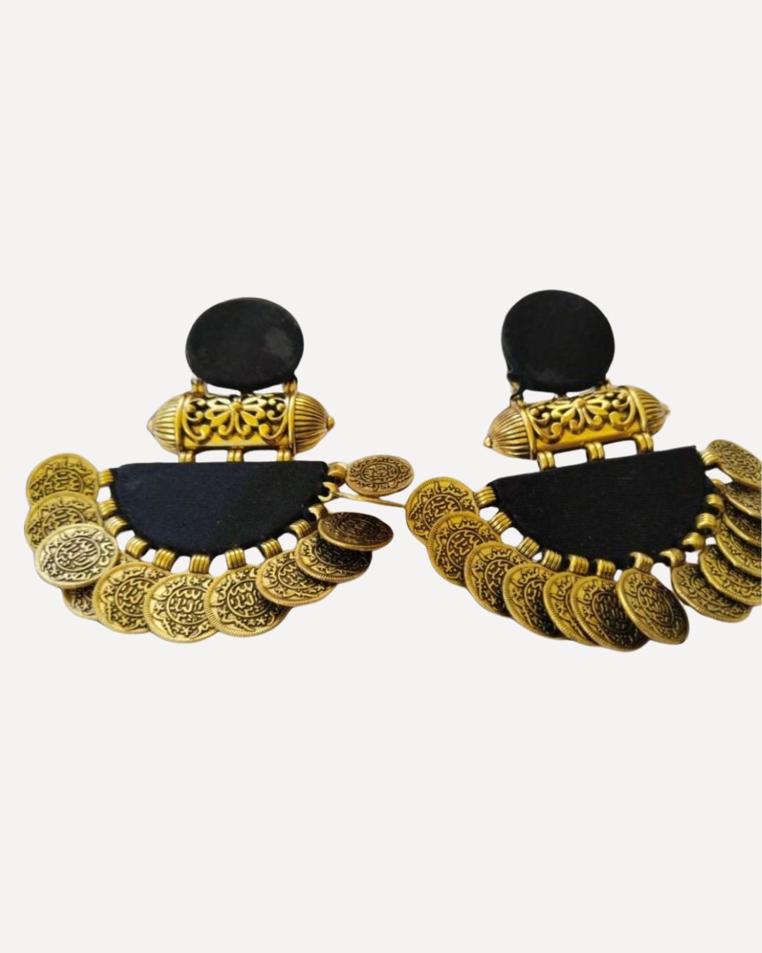 Golden Coin jhumka earrings