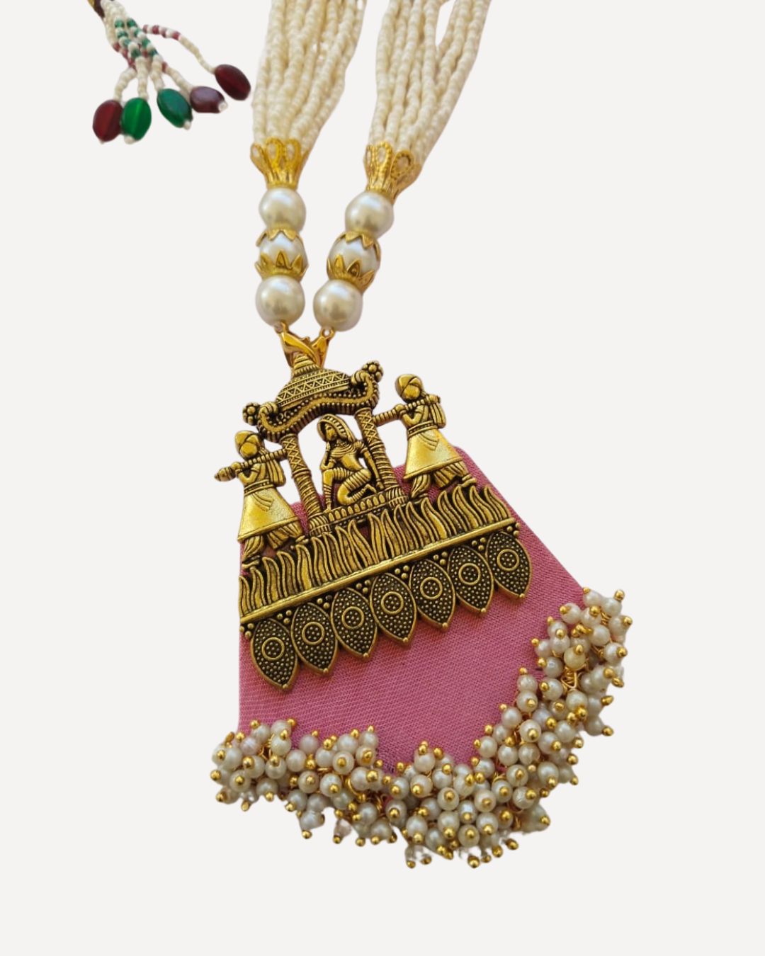 Gold Baby Pink Ethnic Necklace