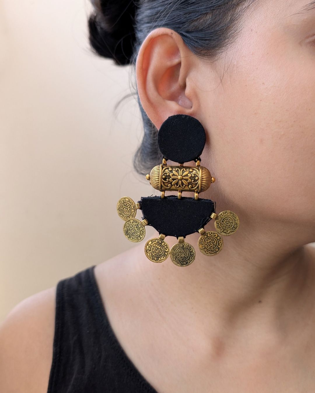 Golden Coin jhumka earrings