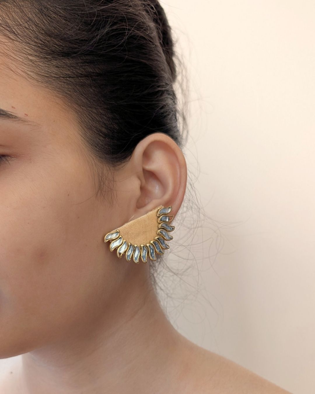 Semi round Sunburst Studs