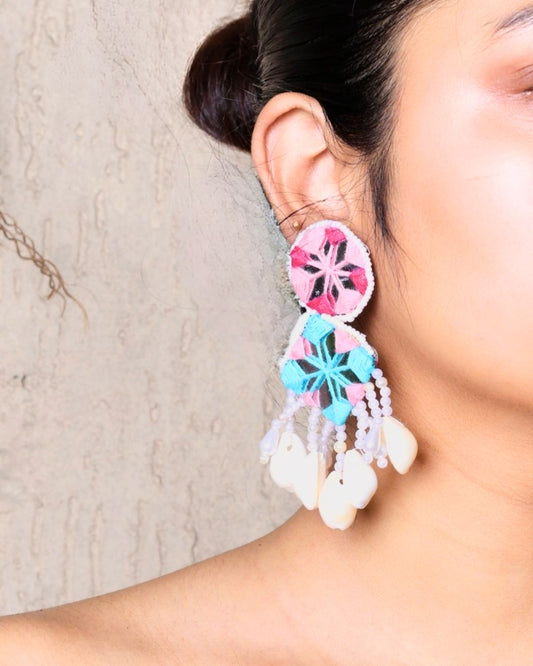 Pink-Blue Shell Earrings