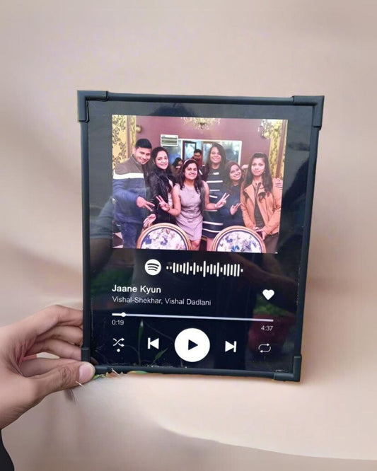 Black Spotify frame customized with photo for him and her