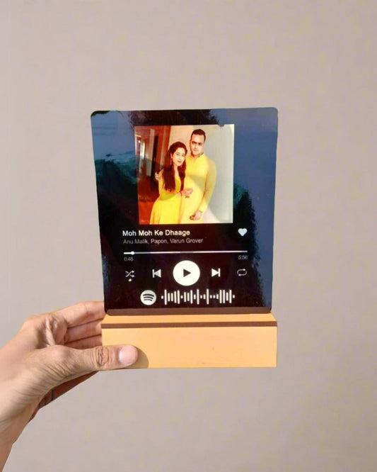 Black Spotify table top photo frame with message