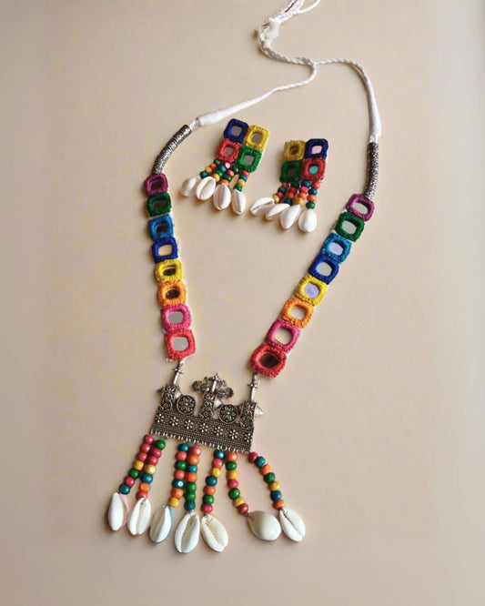 Multicolor Mirror Necklace Set