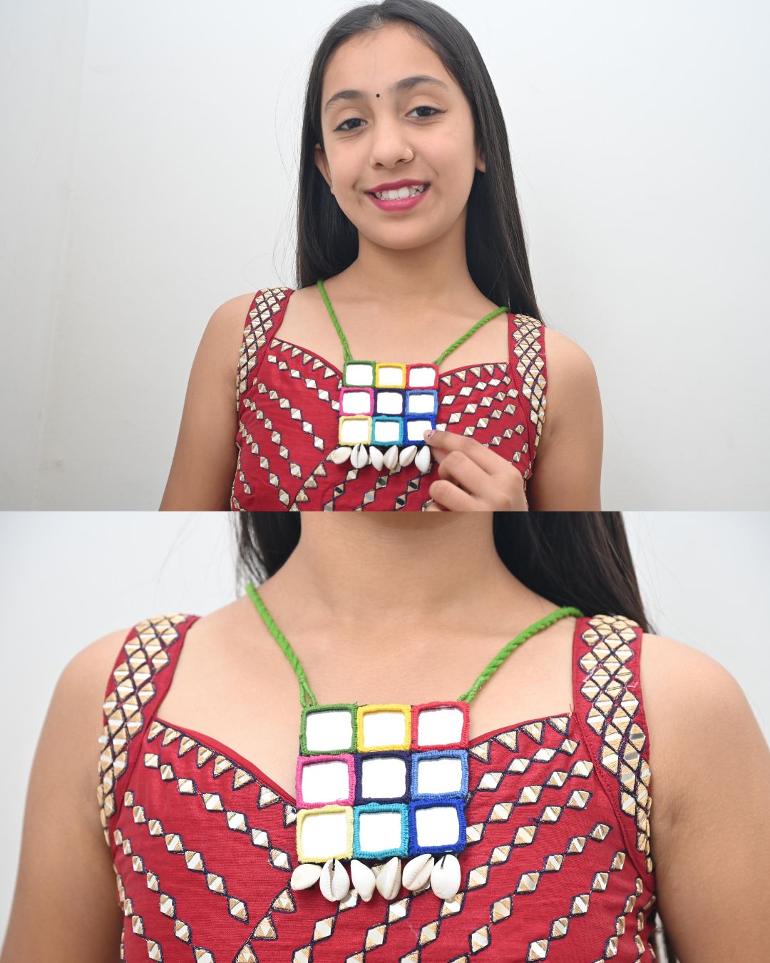 Multicolor mirror necklace