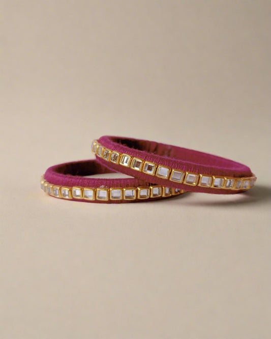 Kundan Wine Bangles set of 2