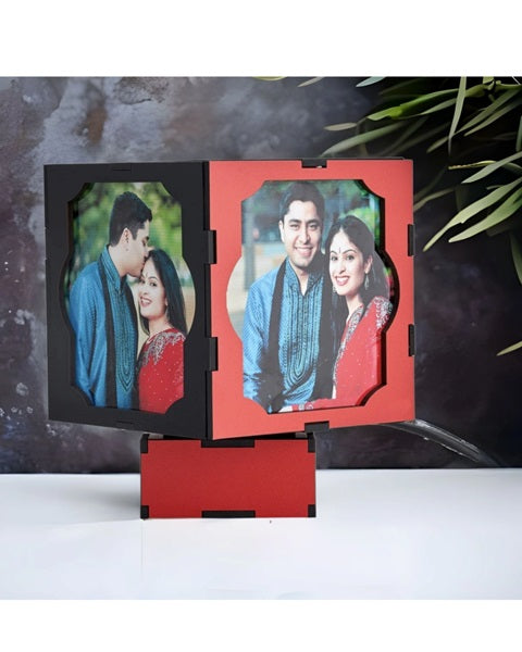 Happy Indian couple picture on rotating rectangular frame 