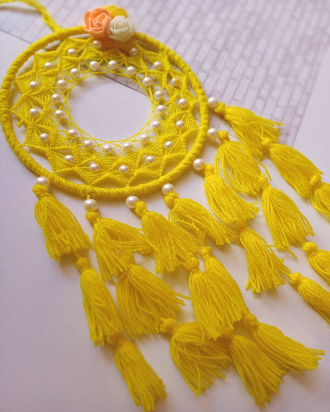 Lemonade Dreamcatcher Pom Pom Tassel