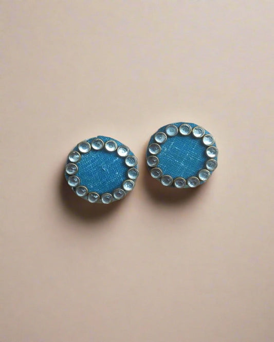 Light Blue Kundan Mini Studs