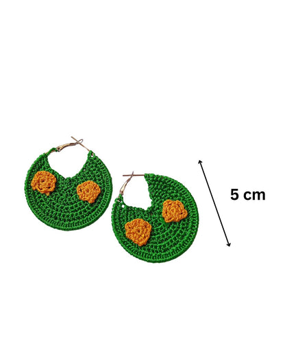 Green Floral Crochet Hoops