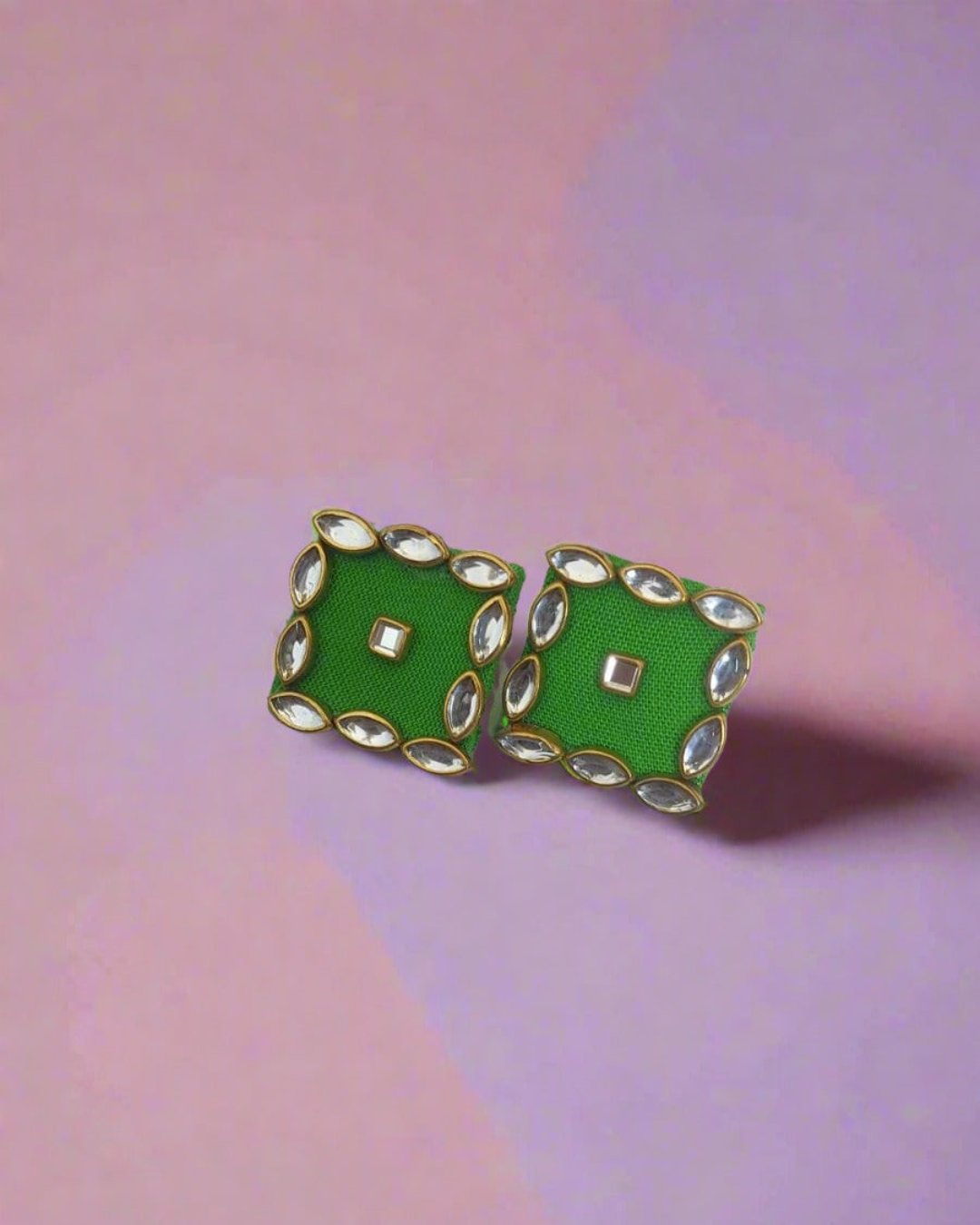 Multicolor square mini studs with kundan border