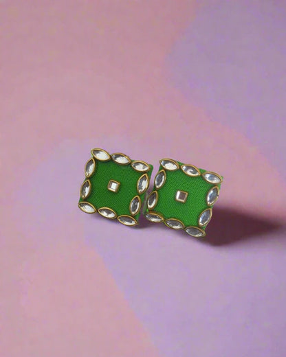 Multicolor square mini studs with kundan border