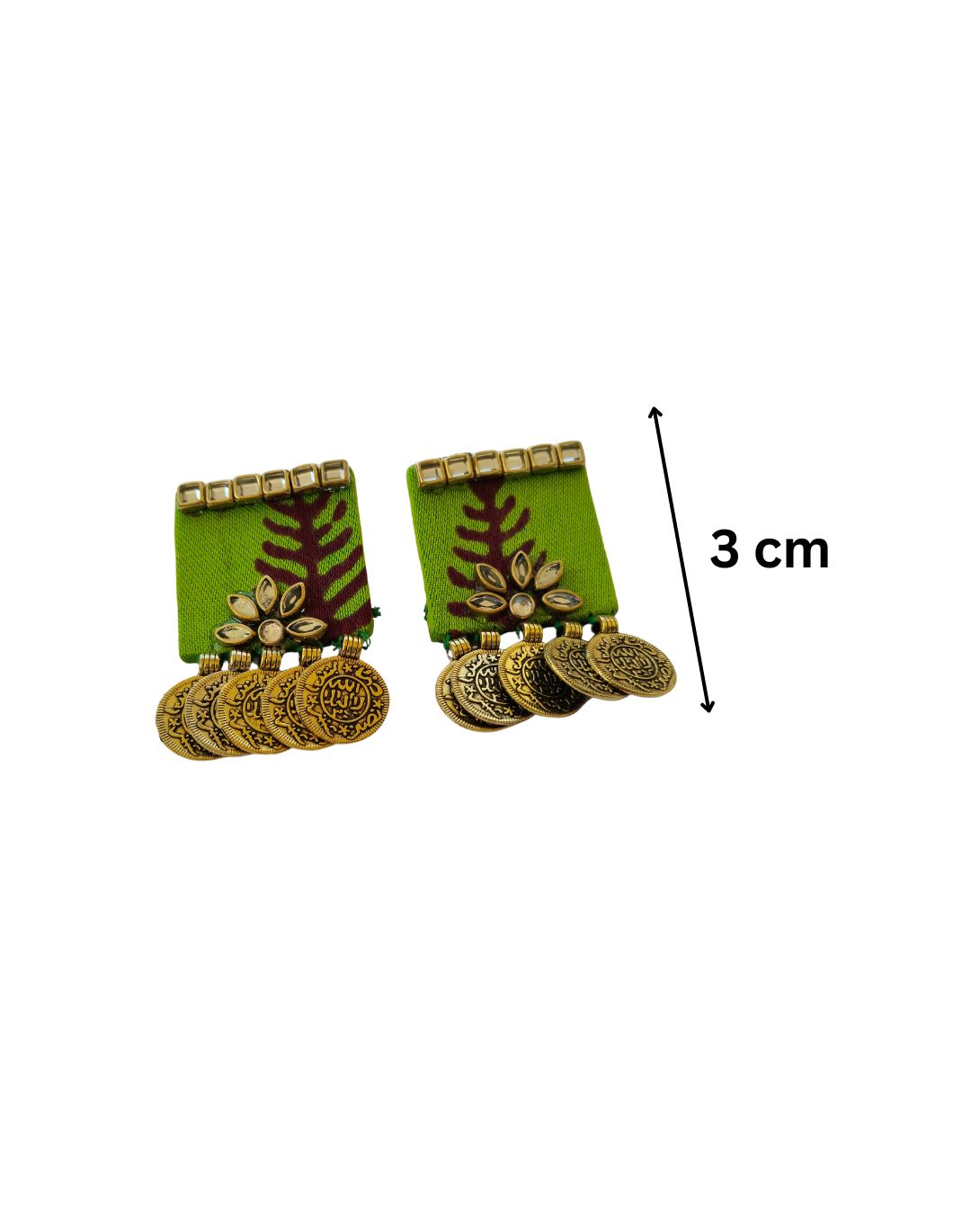 Lime green golden coin studs