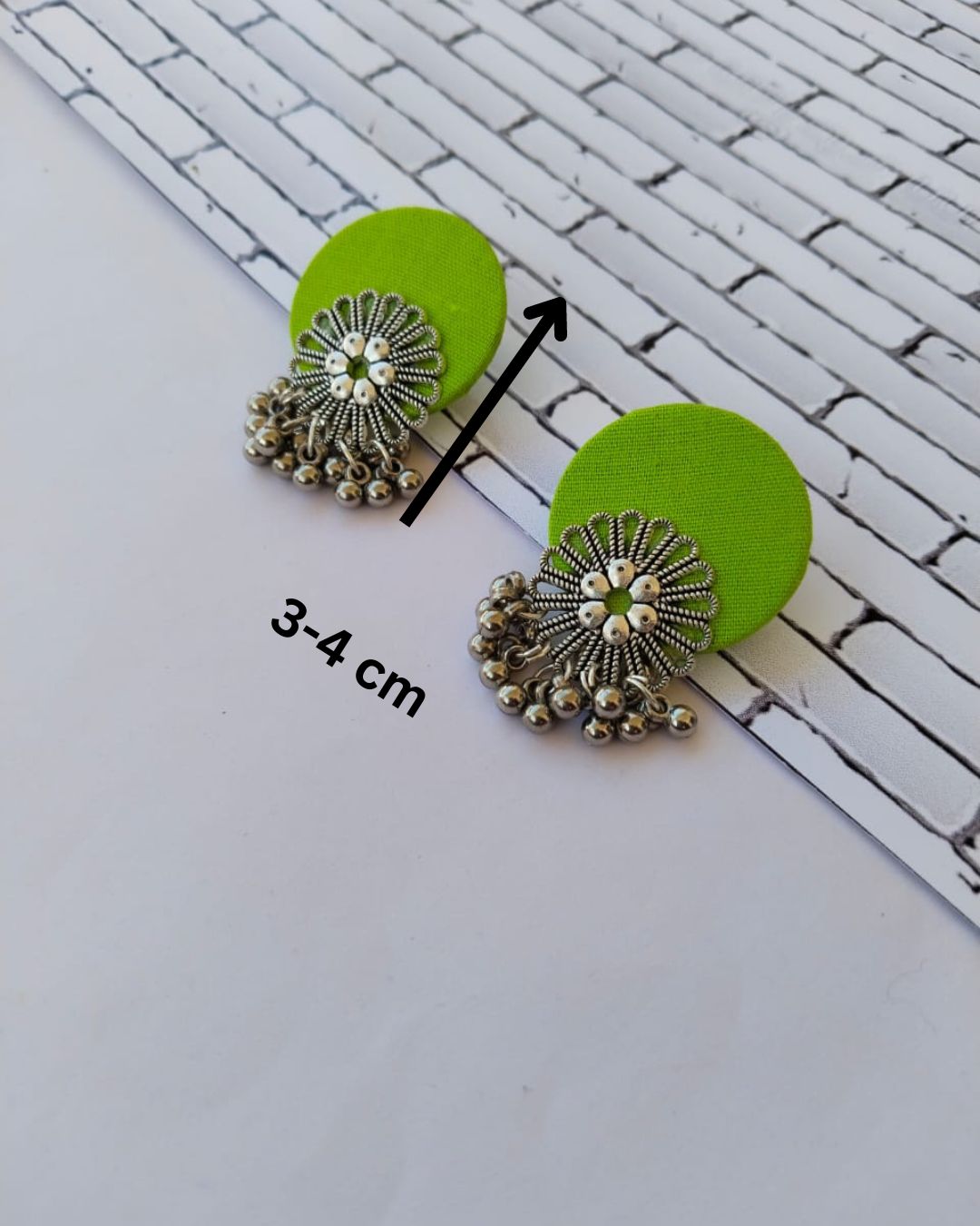 Lime green flower silver studs