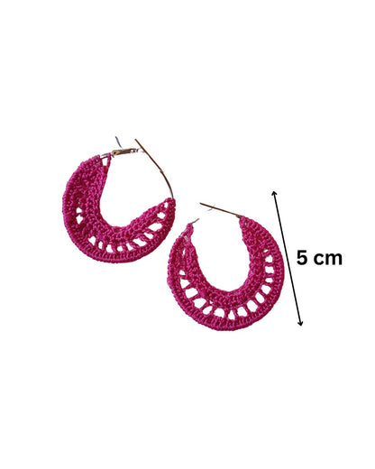 Magenta CrissCross Crochet Hoops