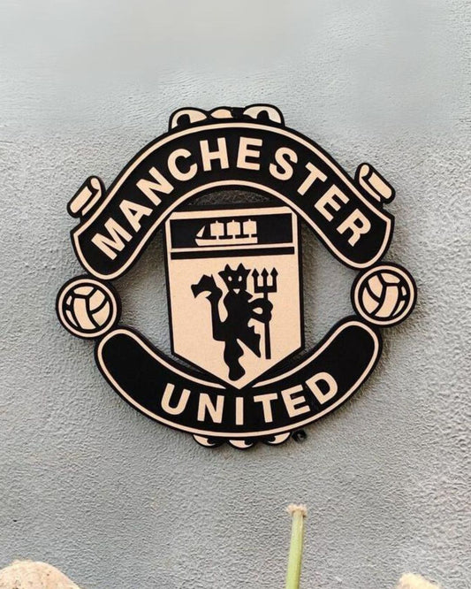 Manchester United Wooden Wall Art - Beige and Black