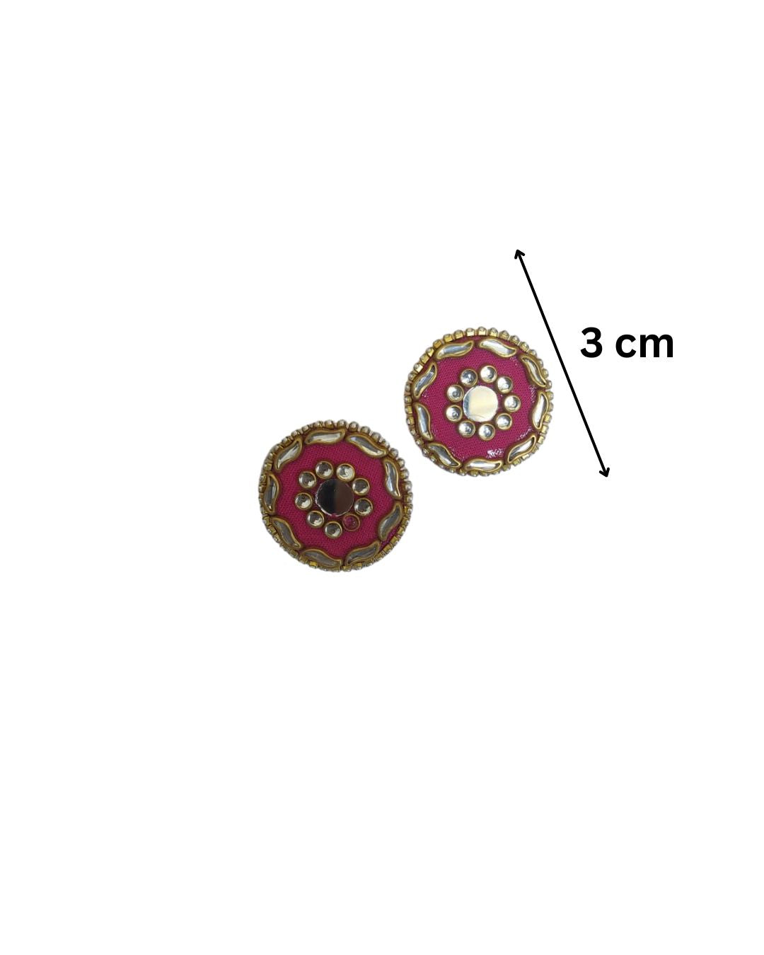 Round multicolor studs with kundan and mirror