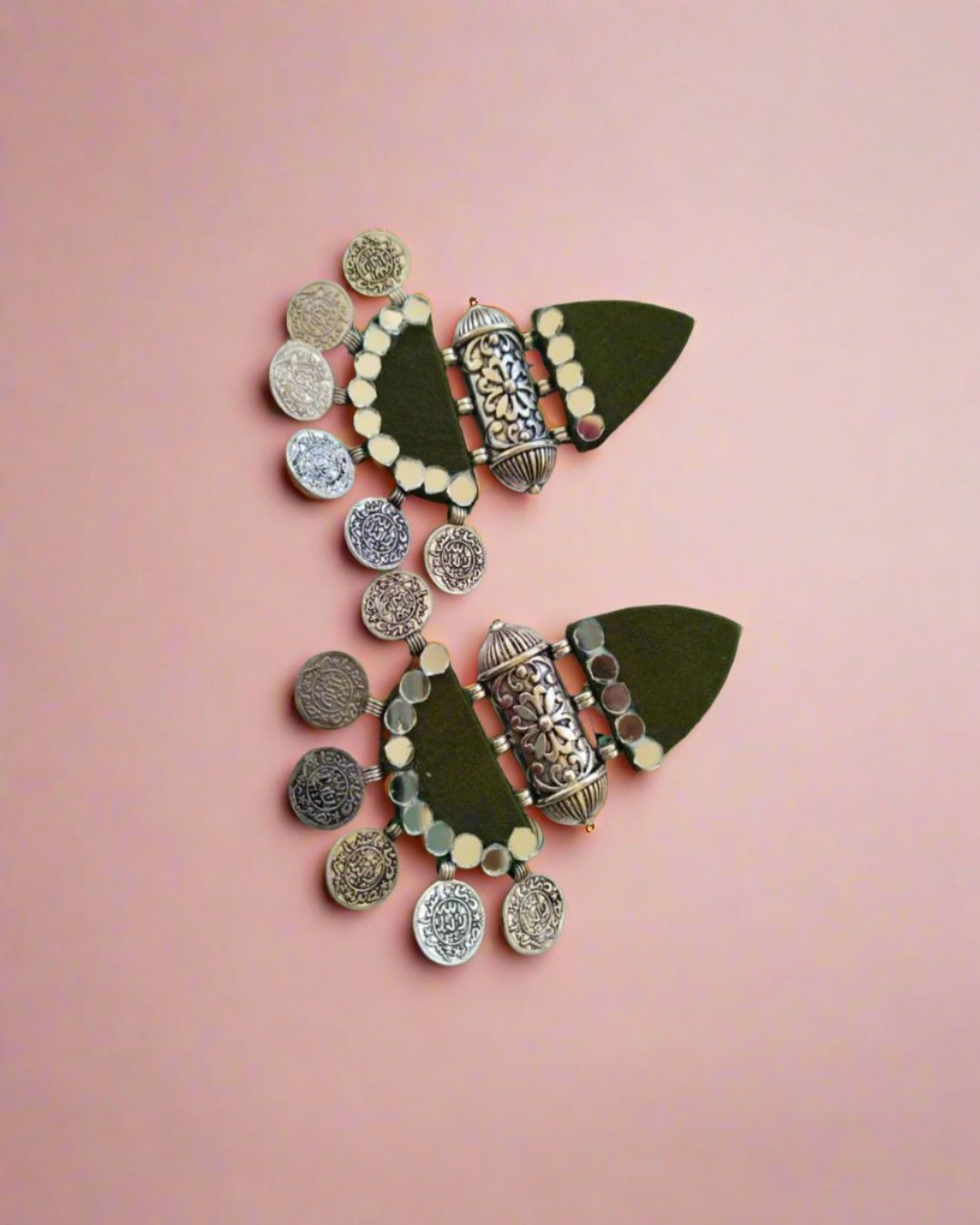 Mehndi green coins jhumka